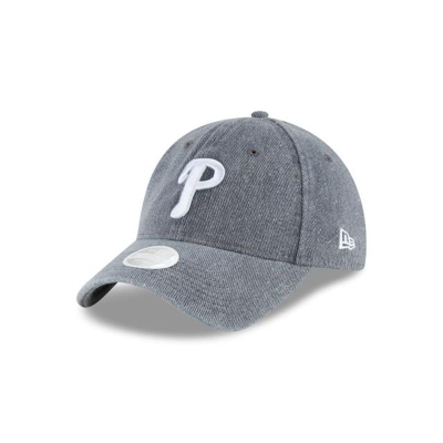 Grey Philadelphia Phillies Hat - New Era MLB Faded Denim 9TWENTY Adjustable Caps USA8597014